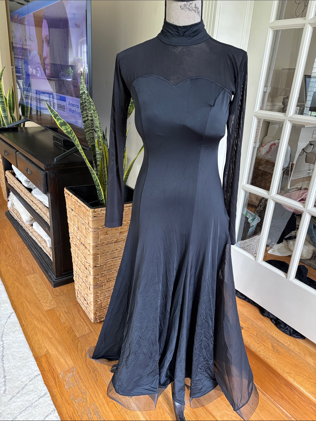 Women's Black Long Sleeve Waltz Modern Ballroom Dance Dress New — image 8 of 8